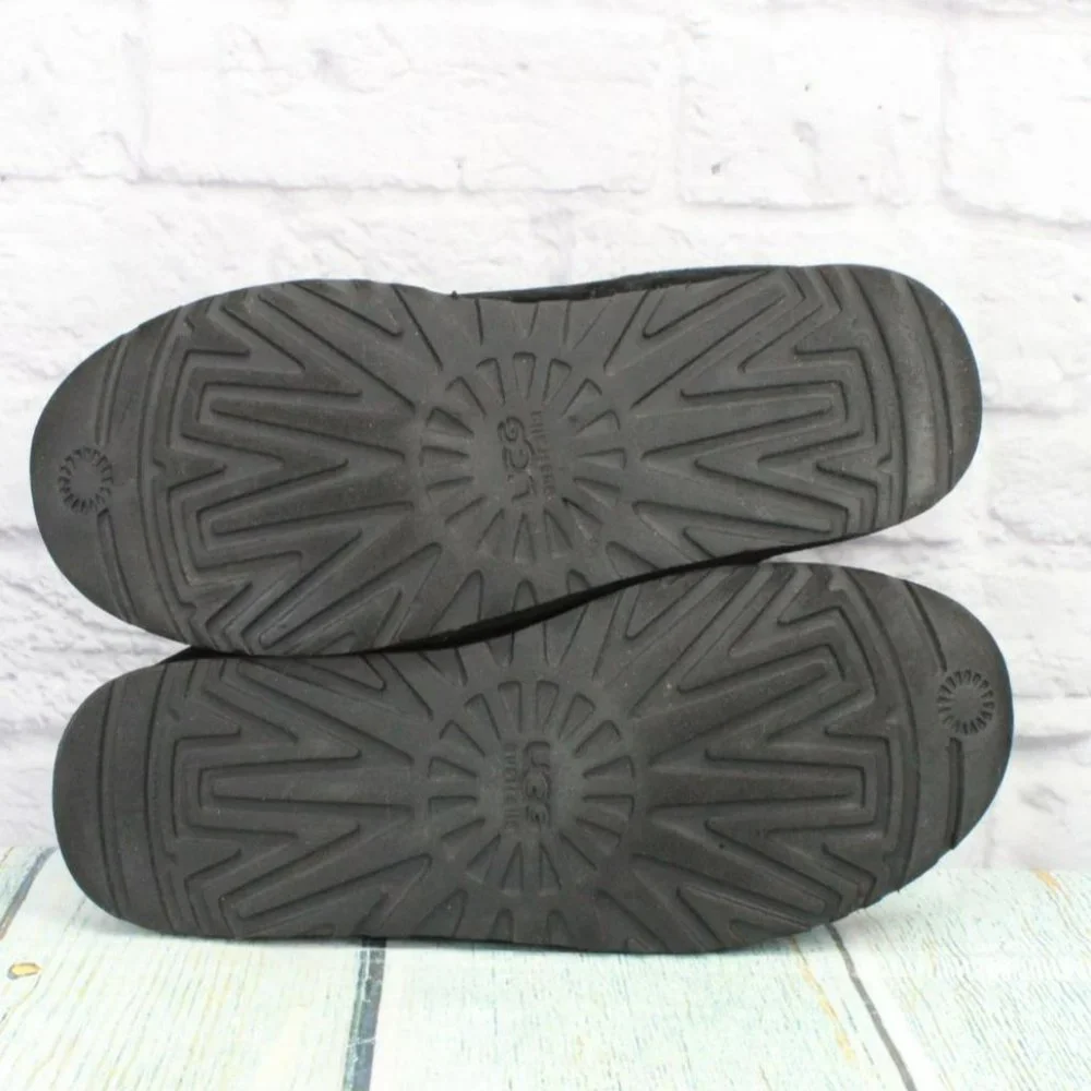 UGG Australia Tasman Black Suede Slip On Shearling Lined Slippers Size 12 - Picture 10 of 10